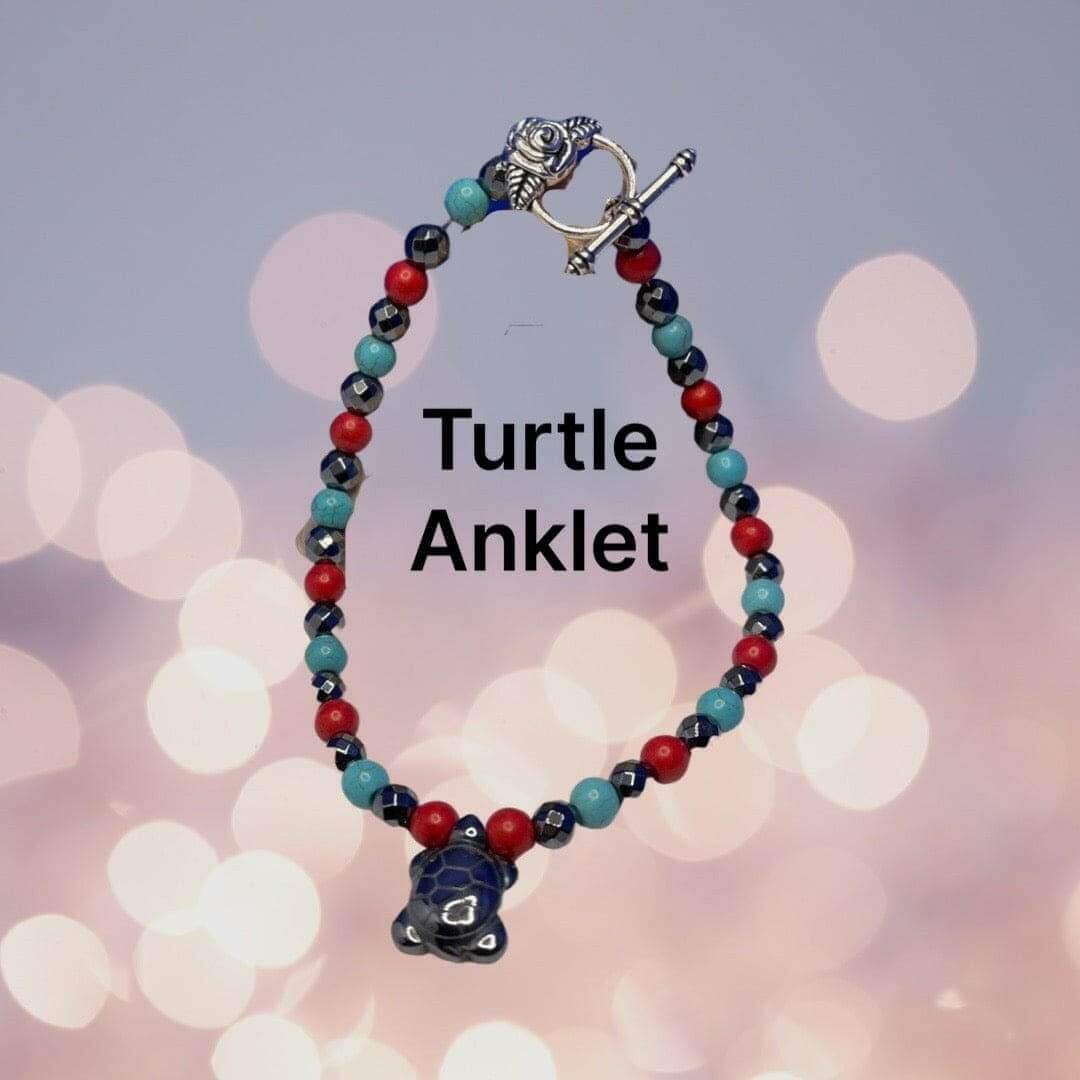 Turtle Anklet Jewelry Hematite Small Sea Turtle Anklet Bracelet - Bec Sue Jewelry Shop