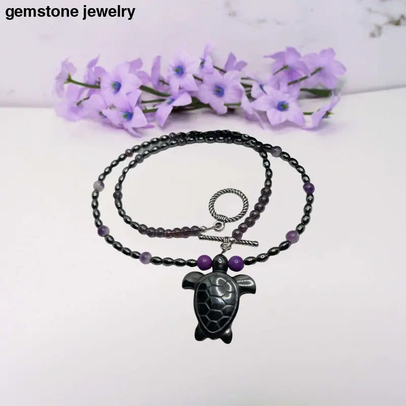 Turtle Lover’s Hematite Necklace - Unveil Your Deep Connection Hematite Necklace Turtle Charm - 19 / black hematite