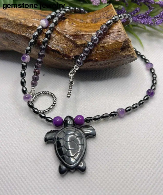 Turtle Lover's Hematite Necklace - Unveil Your Deep Connection, Hematite Necklace, Turtle Charm - Bec Sue Jewelry Shop