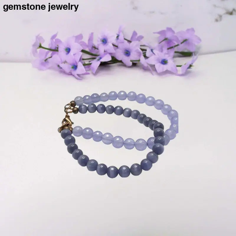 Purple Amethyst Bracelet Gemstone Purple Bracelet - 6.5 / purple / purple cats eye - bracelet