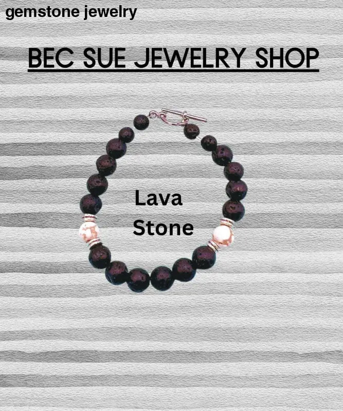 Unique Beaded Lava Stone Bracelet for Men and Women - Bec Sue Jewelry Shop