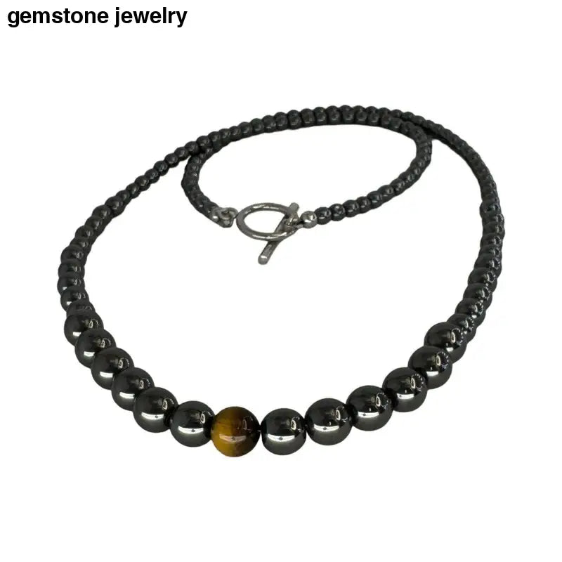 Unique Handmade Mens Hematite Necklace - Bec Sue Jewelry Shop