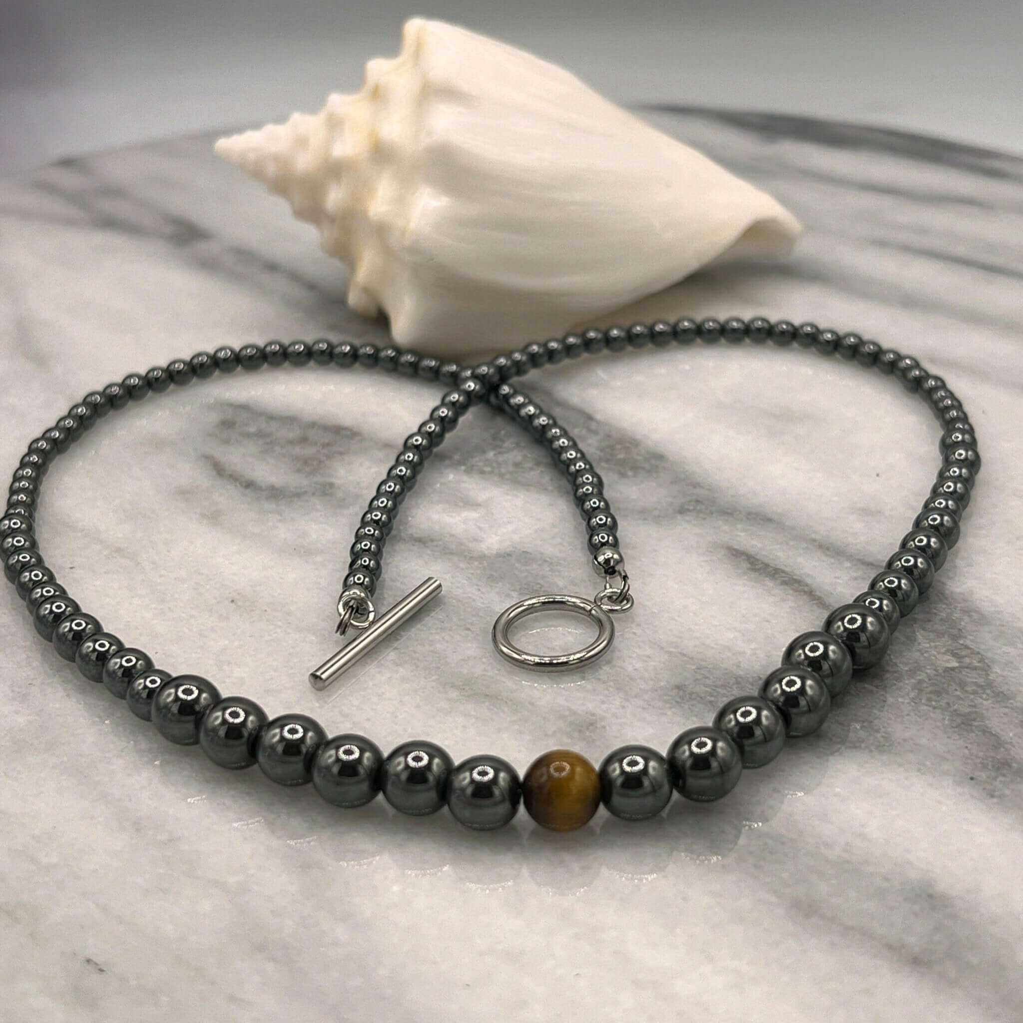 Unique Handmade Mens Hematite Necklace - Bec Sue Jewelry Shop