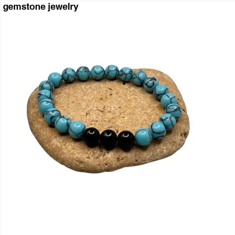 Turquoise Bracelet with Tourmaline gemstone, - Bec Sue Jewelry Shop