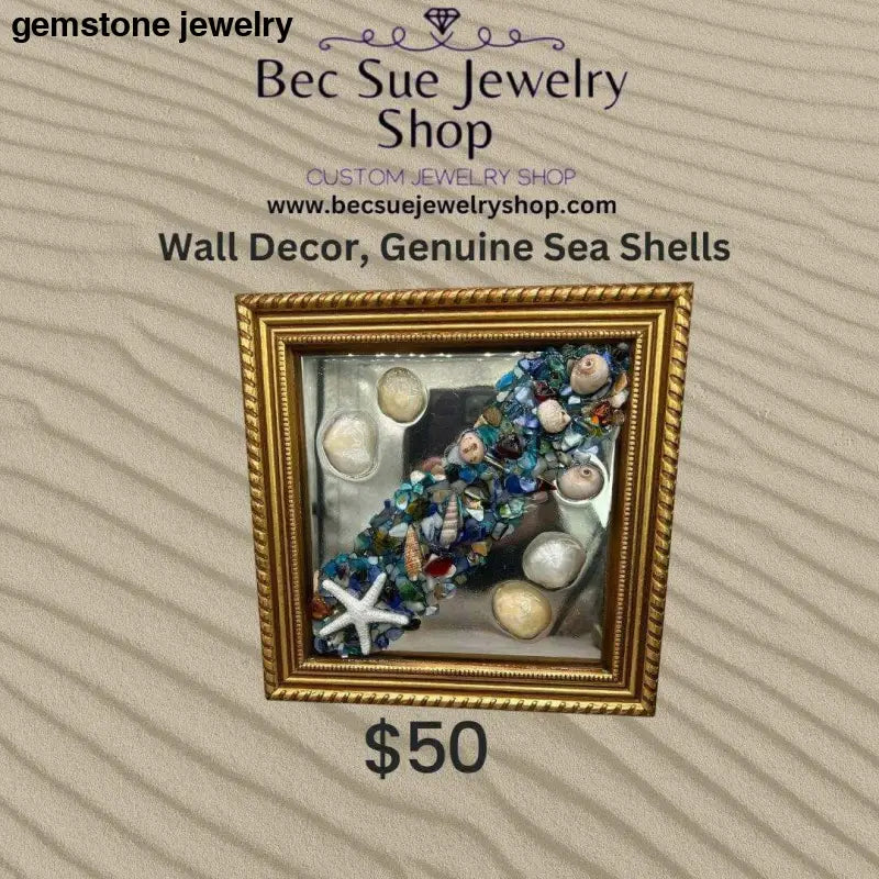 Wall Decor, Enchanting Ocean View Mirror Glass Sea Shells, Wall Decor - Bec Sue Jewelry Shop