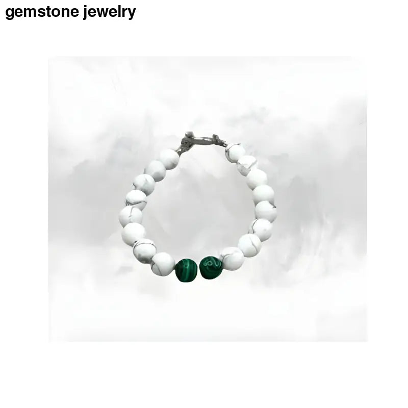 Howlite Beaded Bracelet, Malachite bracelet - Bec Sue Jewelry Shop