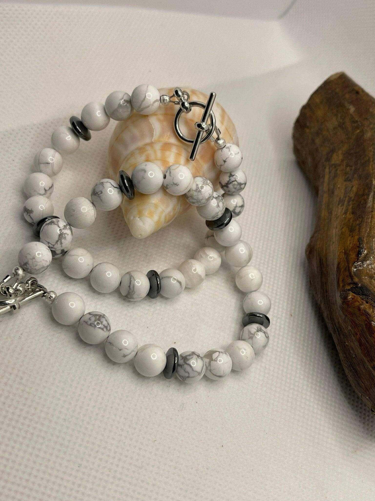 White Howlite Bracelet Calming moments Howlite Bracelet jewelry - Bec Sue Jewelry Shop