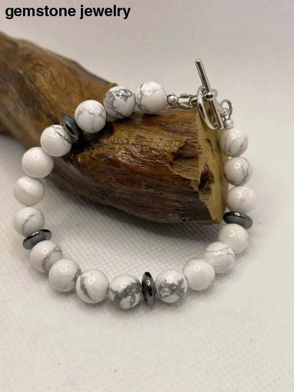 White Howlite Bracelet Calming moments Howlite Bracelet jewelry - Bec Sue Jewelry Shop