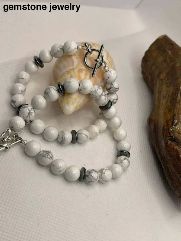 White Howlite Bracelet Calming moments Howlite Bracelet jewelry - Bec Sue Jewelry Shop