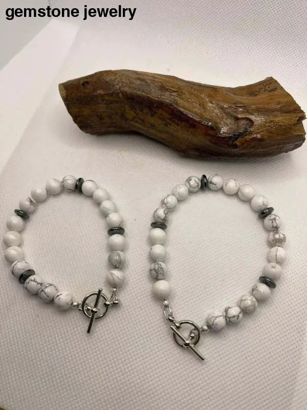 White Howlite Bracelet Calming moments Howlite Bracelet jewelry - Bec Sue Jewelry Shop