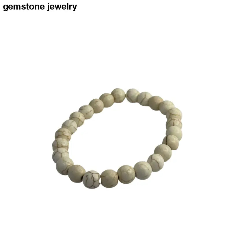 White Turquoise bracelet, 8mm Gemstone beads - Bec Sue Jewelry Shop