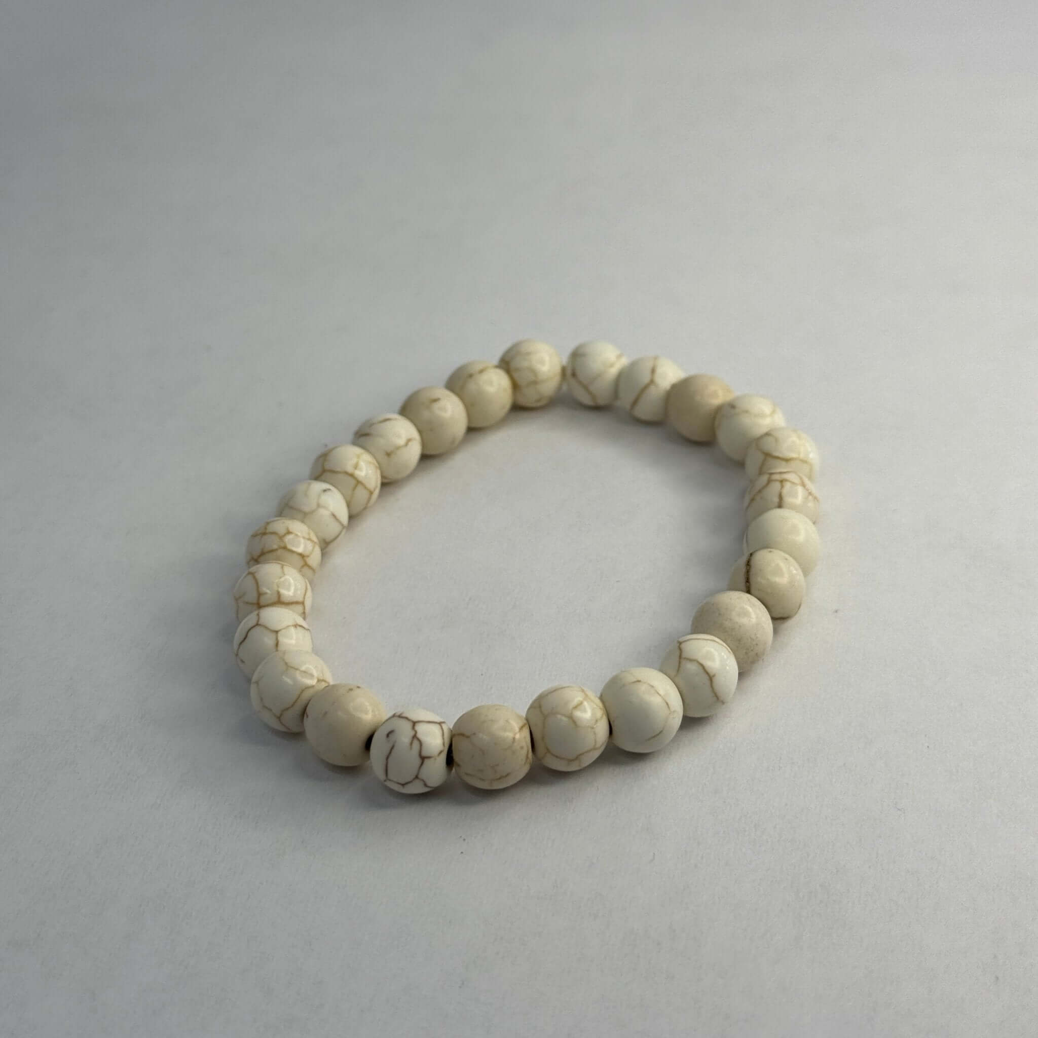 White Turquoise bracelet, 8mm Gemstone beads - Bec Sue Jewelry Shop