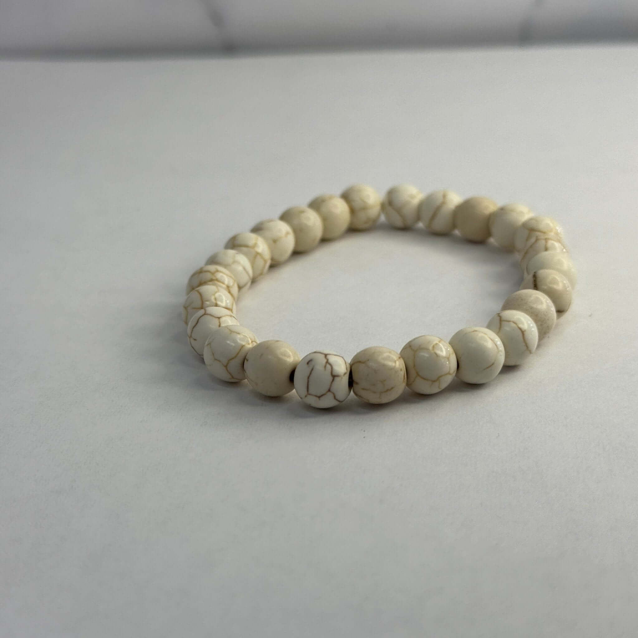 White Turquoise bracelet, 8mm Gemstone beads - Bec Sue Jewelry Shop