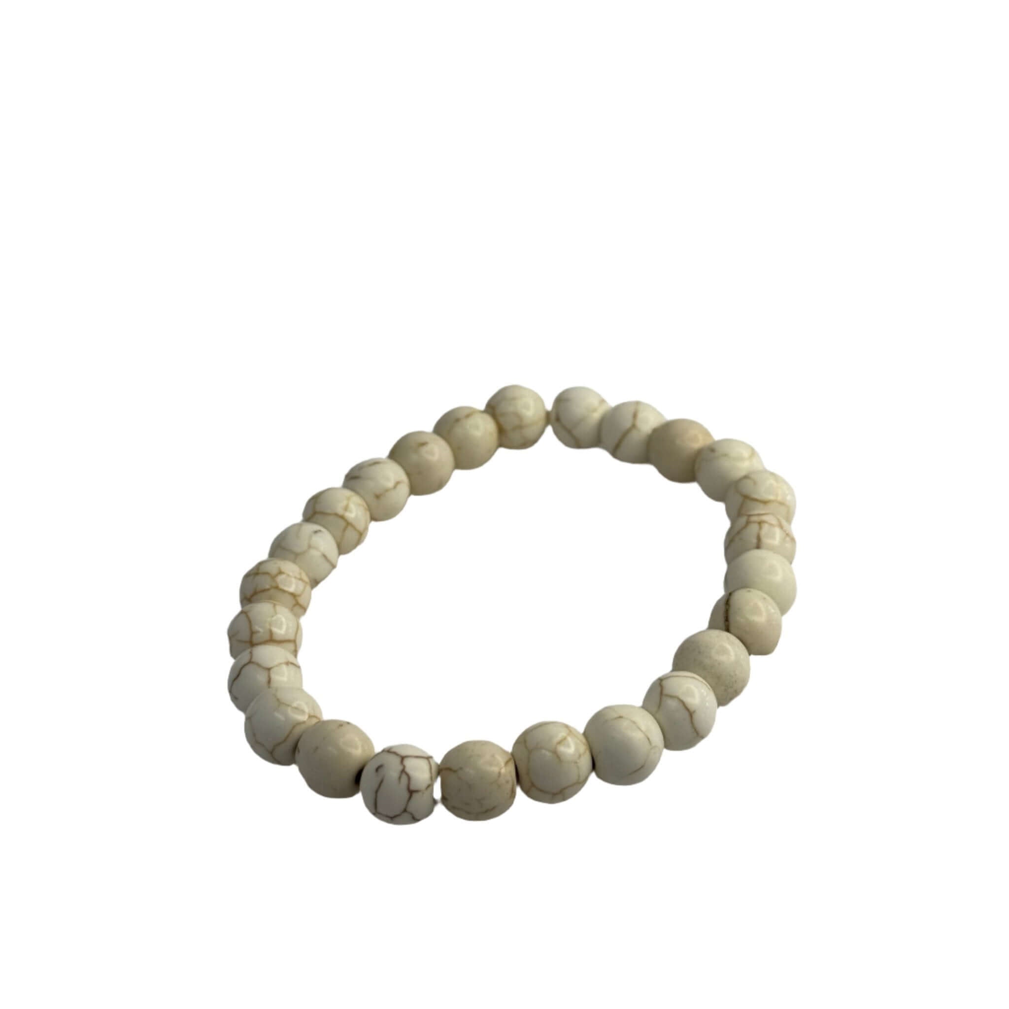 White Turquoise bracelet, 8mm Gemstone beads - Bec Sue Jewelry Shop